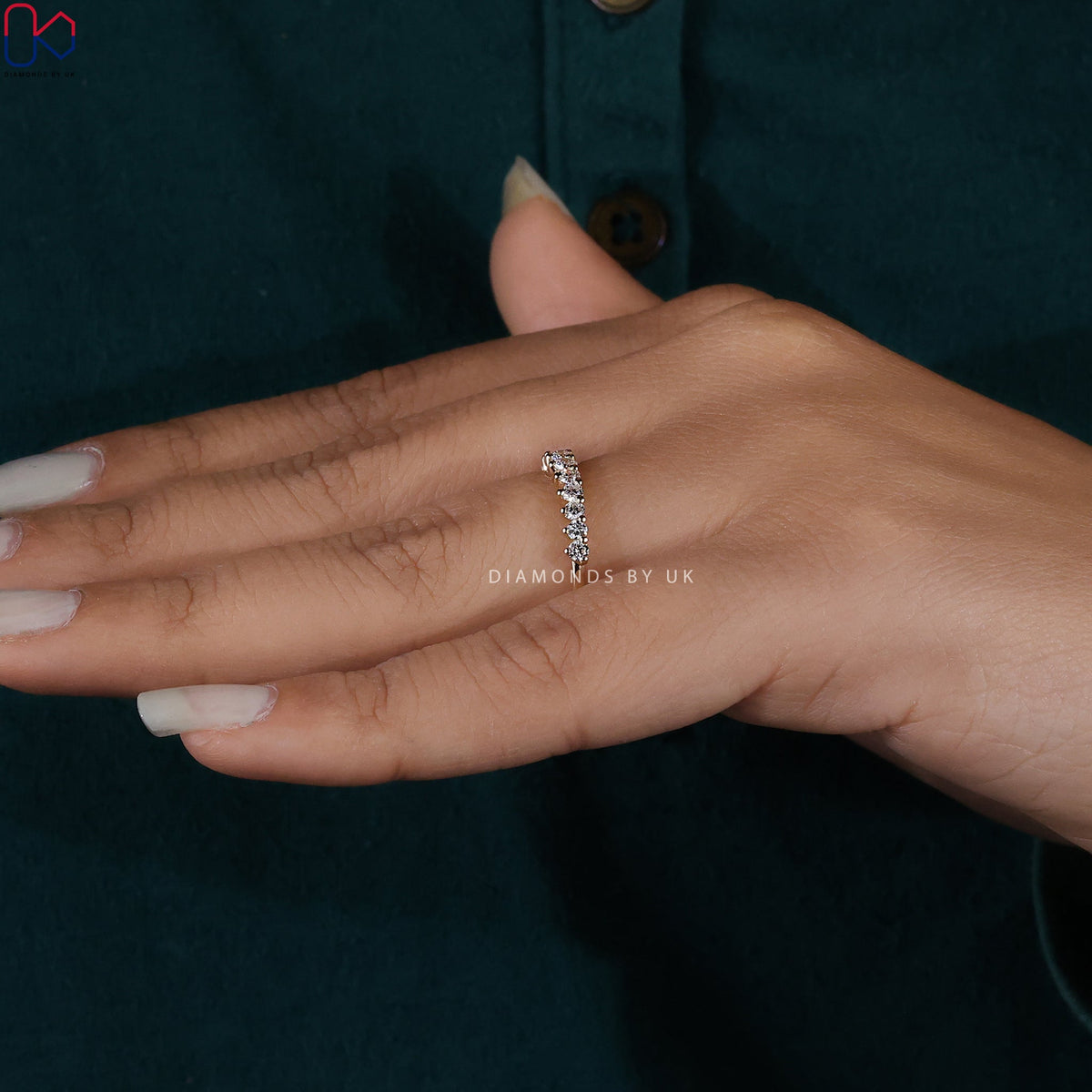 Round Cut Lab Grown Half Eternity Band