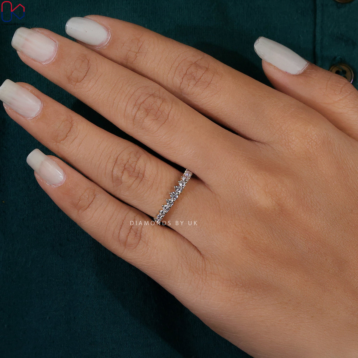Round Cut Lab Grown Half Eternity Band