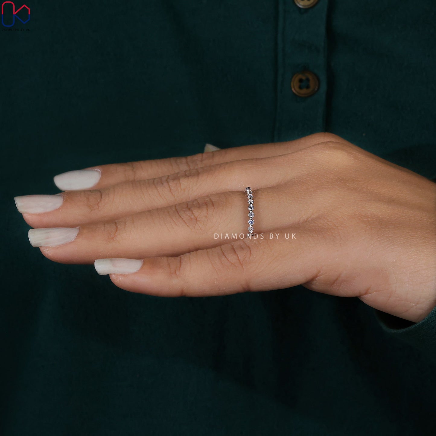 Round Diamond Wedding Band With Half Eternity