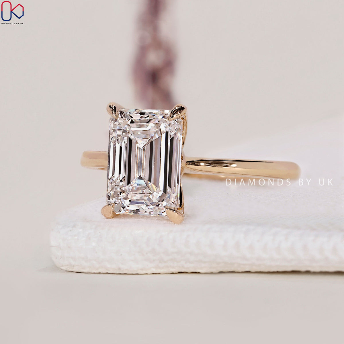 Emerald Cut Solitaire Ring - Yellow Gold
