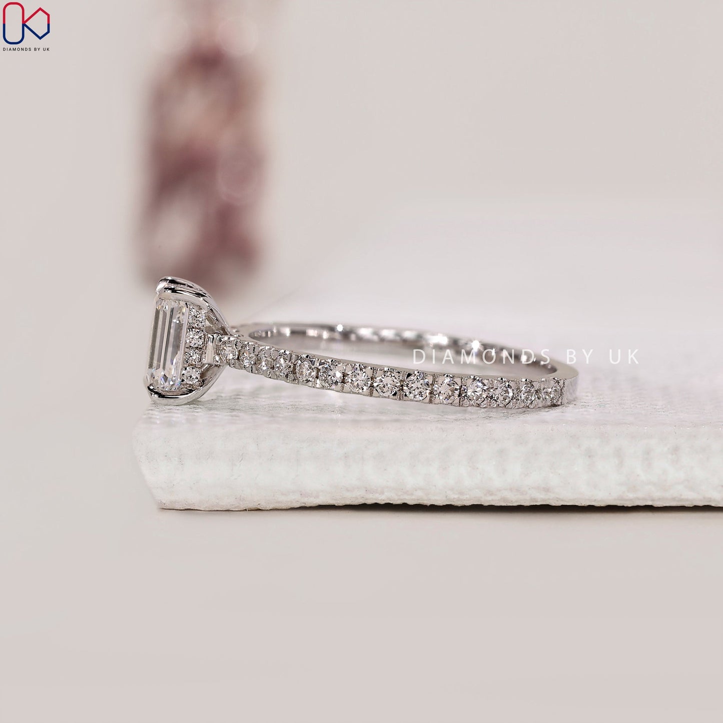 Emerald Cut Diamond Ring In White Gold