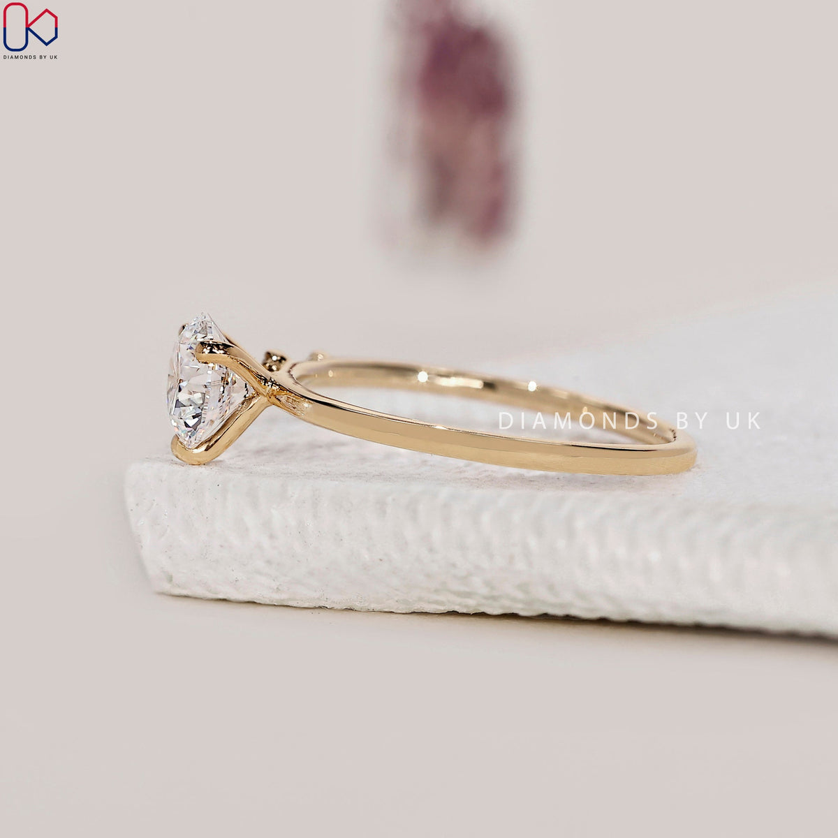 Round Diamond 3 Stone Engagement Ring