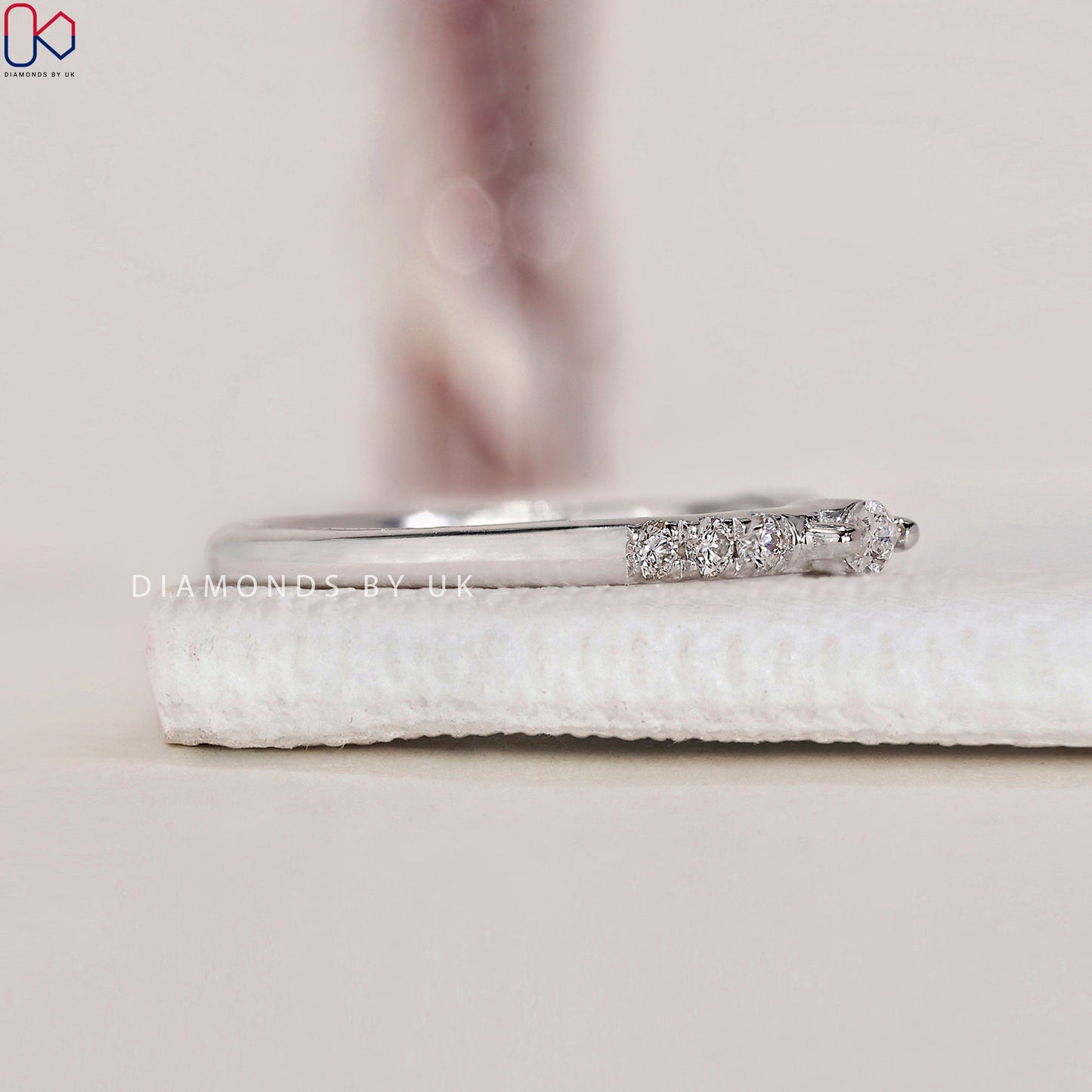 Round And Marquise Wedding Band In White Gold