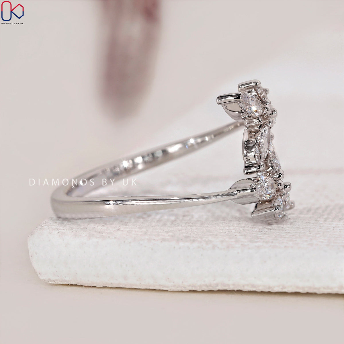 Marquise and Round Diamond Flower Engagement Ring