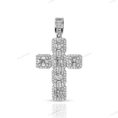 Fully Iced Out Cross Hip Hop Moissanite Silver Pendant