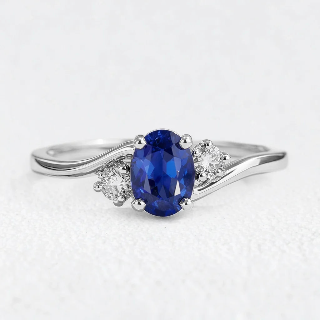 Luna's Curve | Blue Sapphire Vintage Engagement Ring