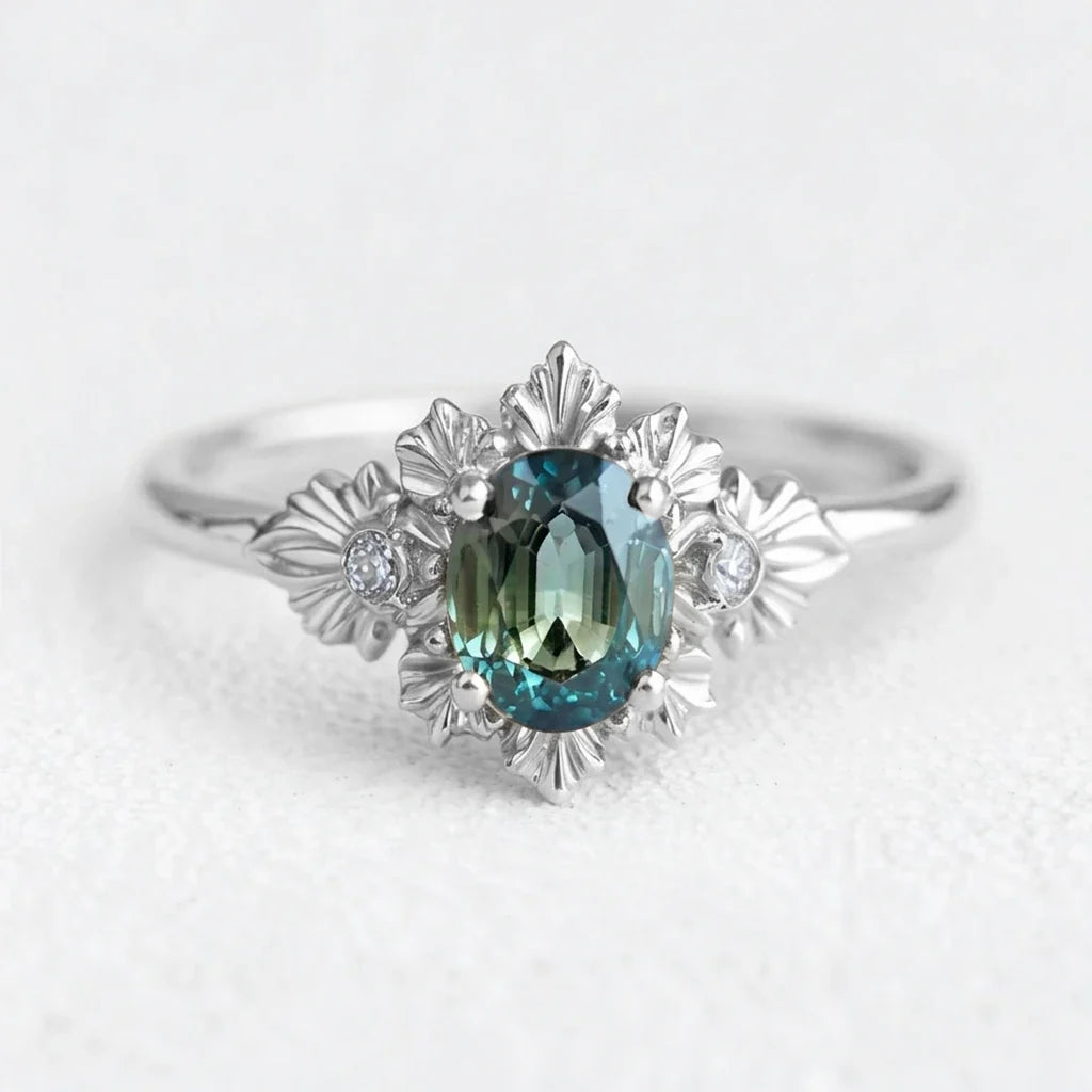 Titania’s Teal | Rare Sapphire Engagement Ring