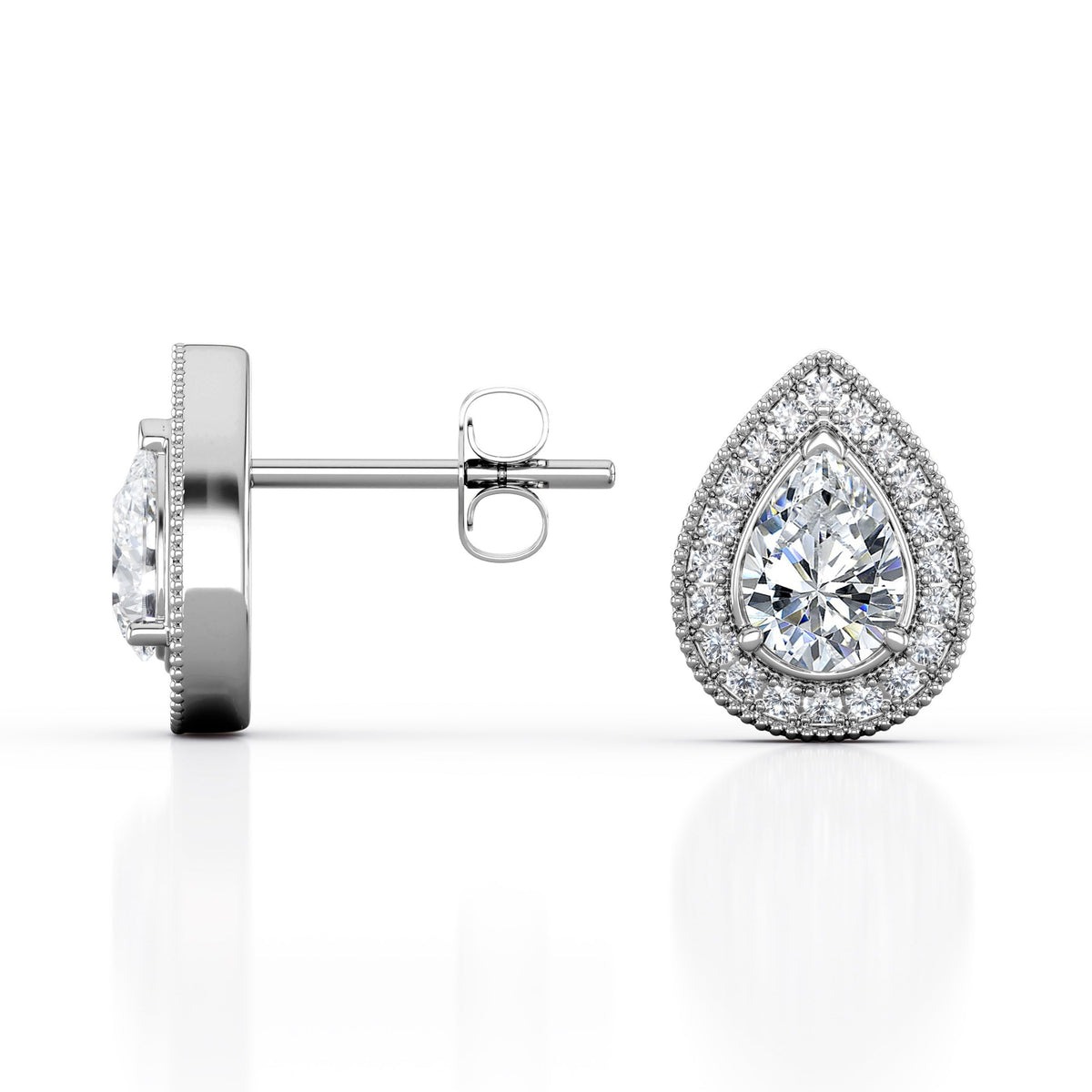 Milgrain Set Moissanite and Diamond Stud Earrings