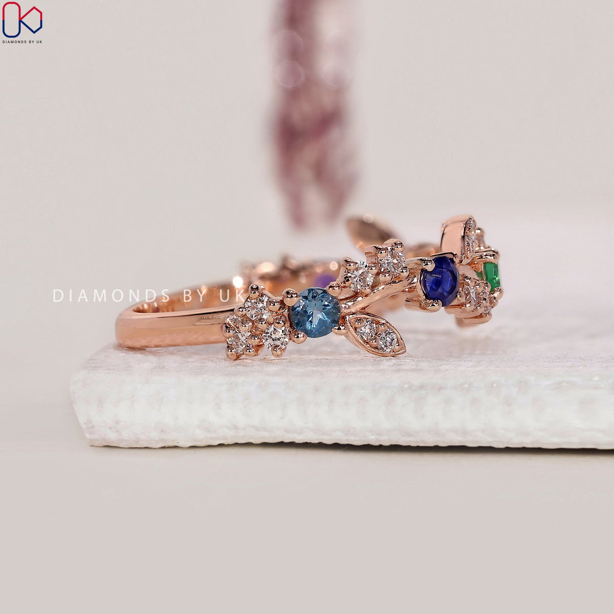 Birthstone Wedding Band – Nature-Inspired Elegance