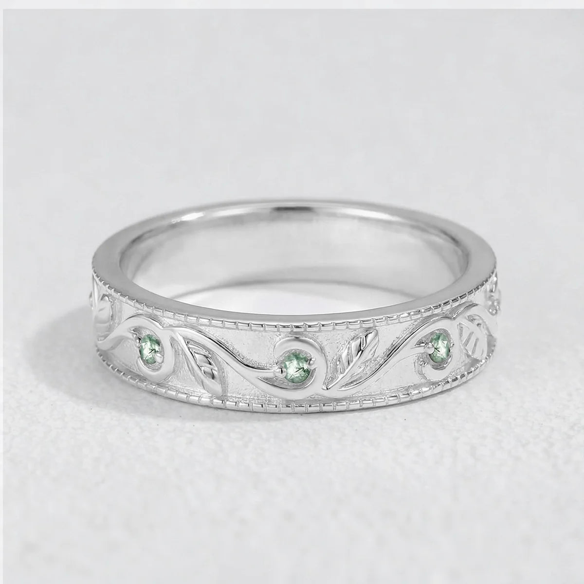Daphne’s Canopy | Oval Cut Green Moss Agate Cluster Couple Ring Set