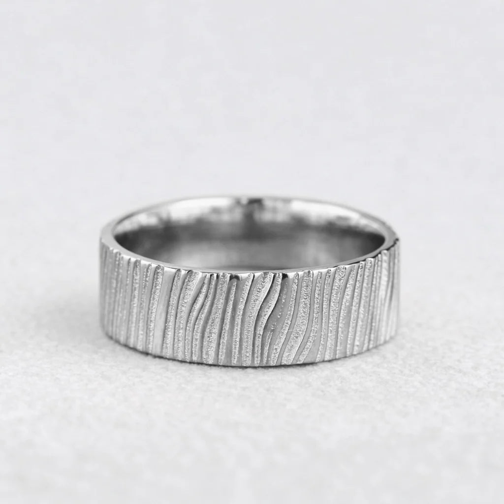 Oak Grain | 7MM Hand-Carved Wood Texture Men’s Wedding Band