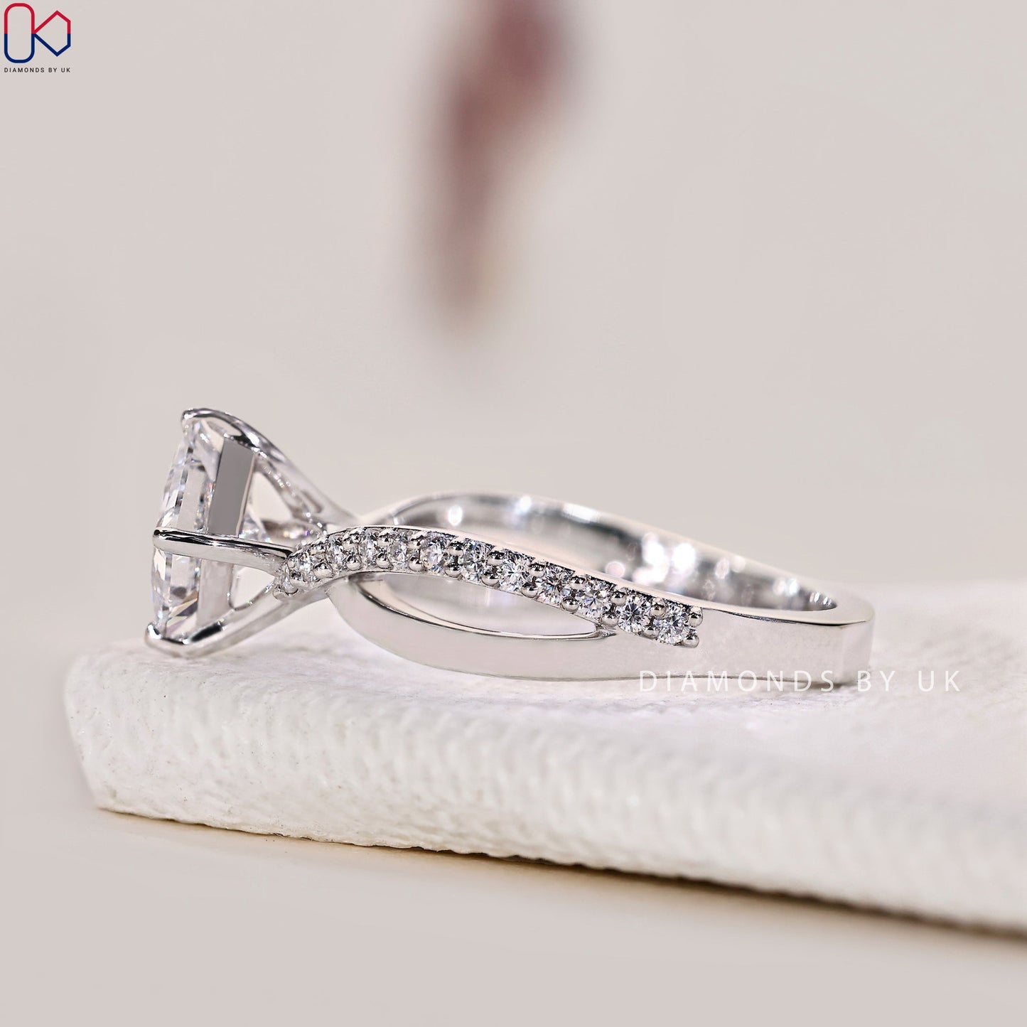 Twisted Pave Princess Cut Diamond Ring