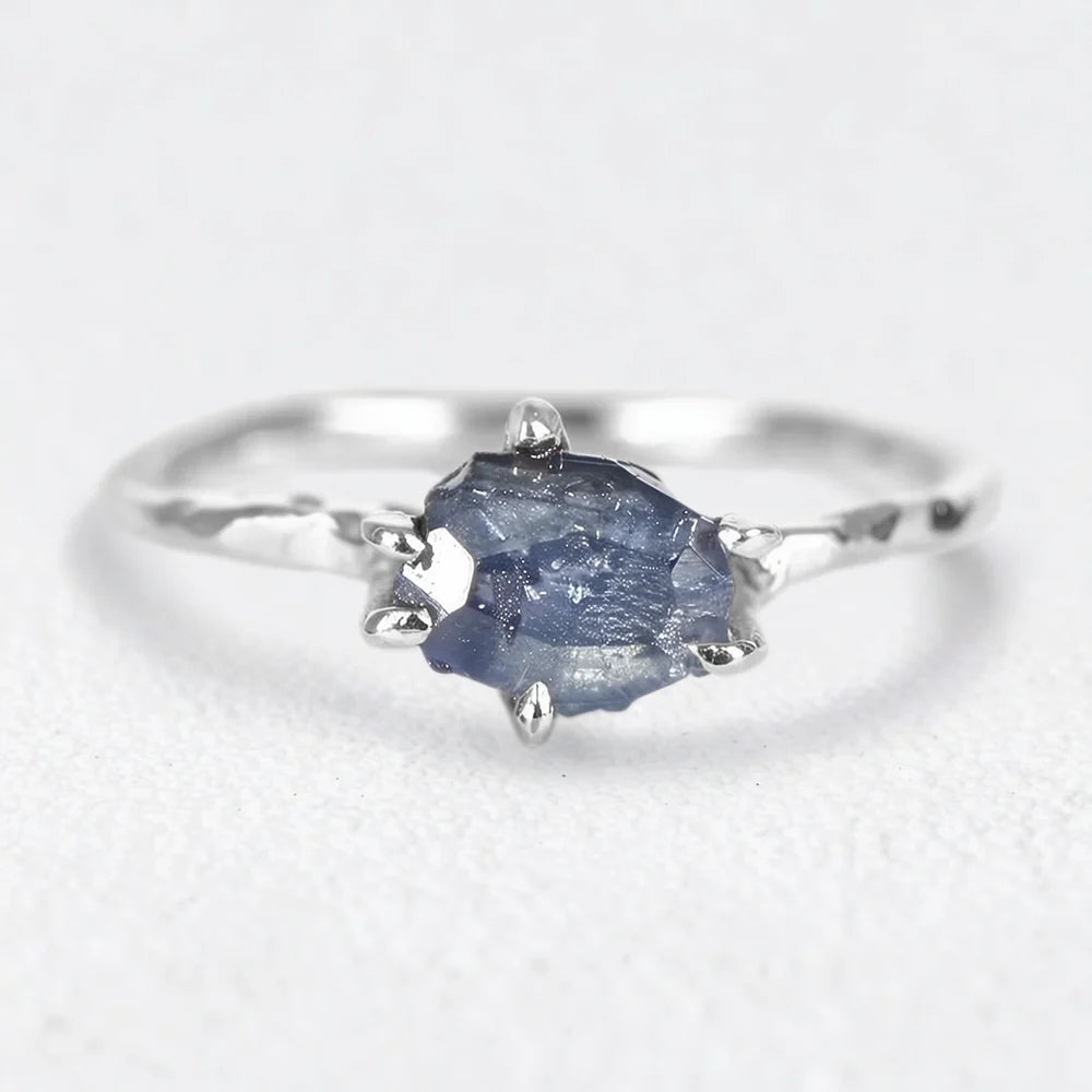 Gaia’s Gem | Organic Raw Sapphire Solitaire Engagement Ring