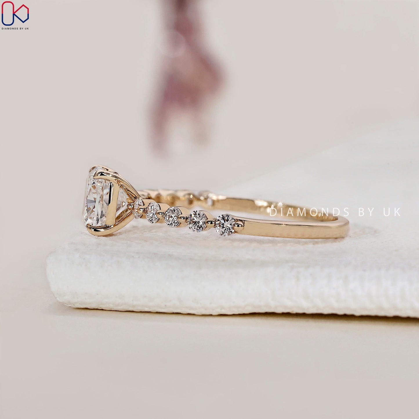 Yellow Gold Cushion Cut Engagement Ring
