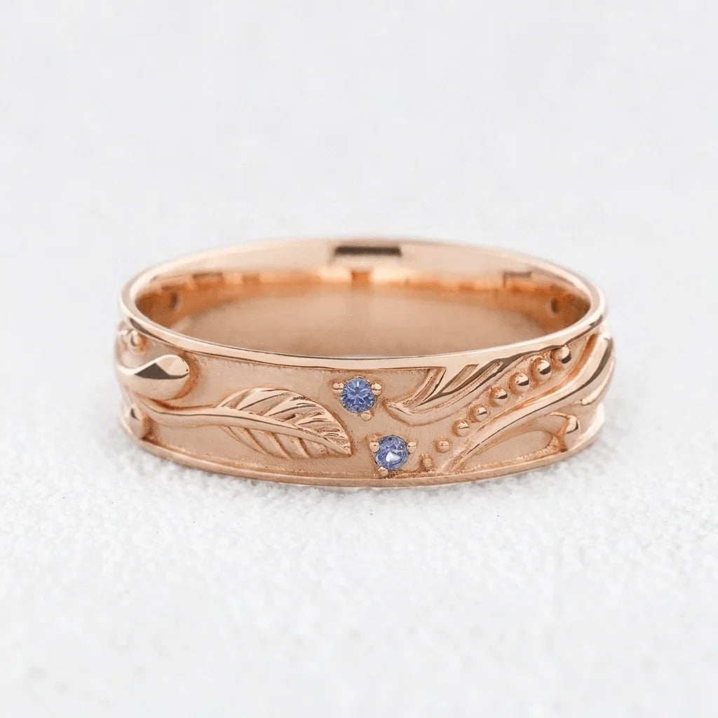 Callisto Dew | Sapphire-Dotted Vine Men's Wedding Band