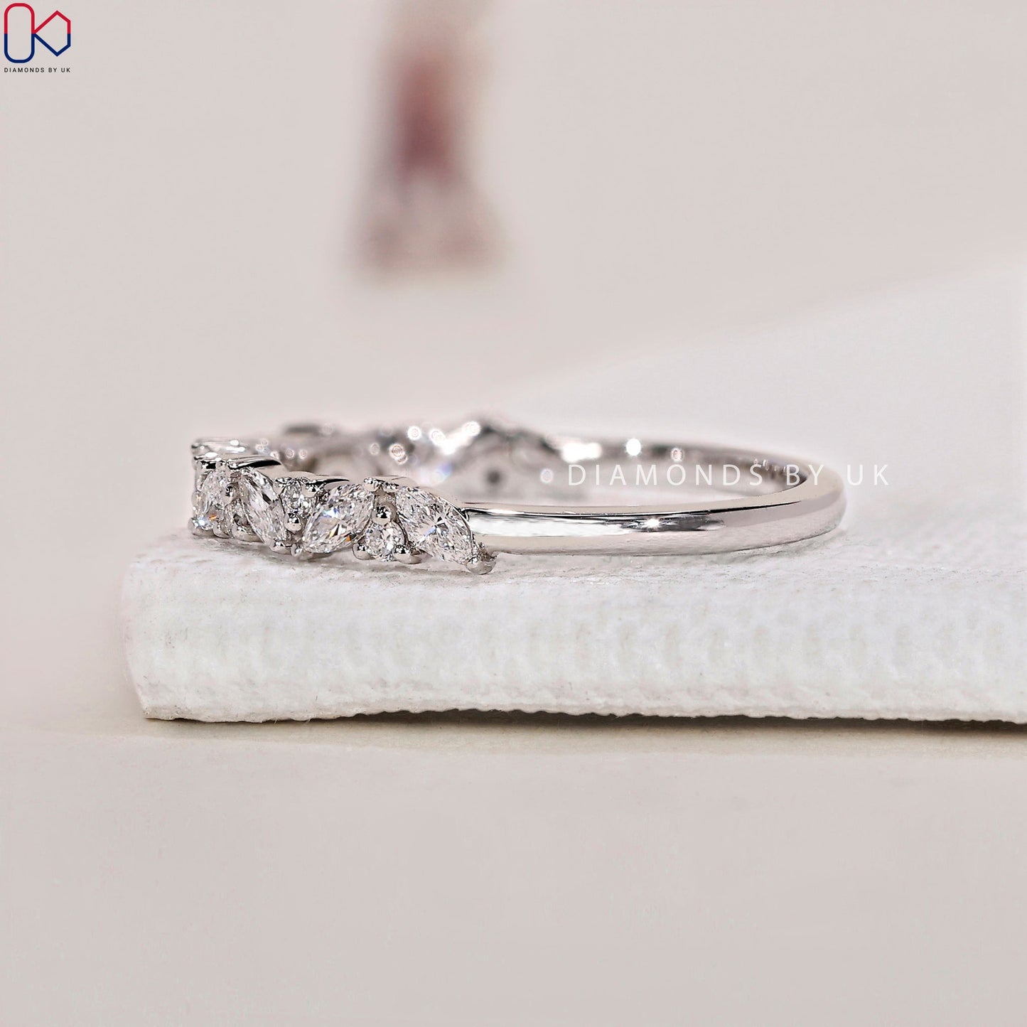 Half Eternity Wedding Band - Marquise And Round Diamond