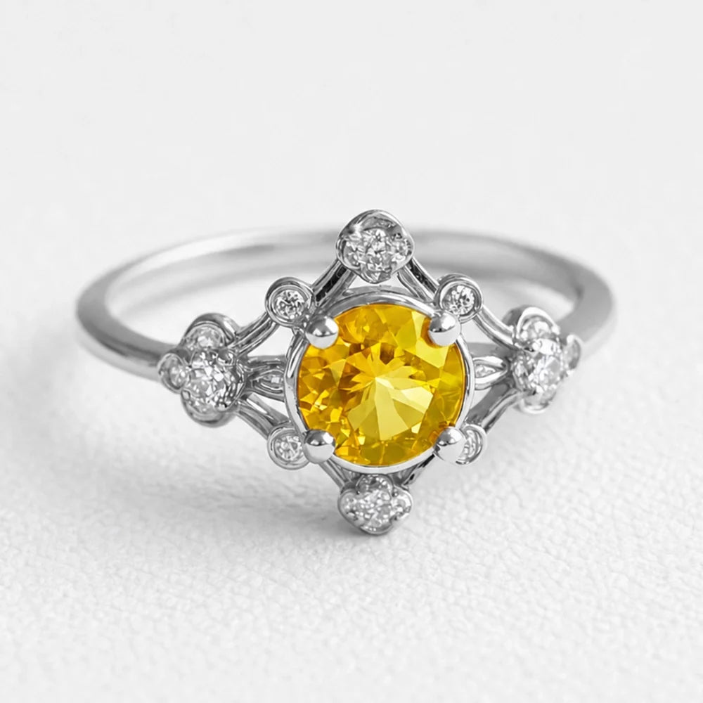 Sophia‘s Sunrise | Oval Cut Natural Yellow Sapphire Engagement Ring