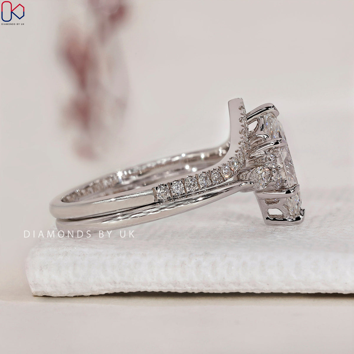 Marquise Diamond Ring And Chevron Band