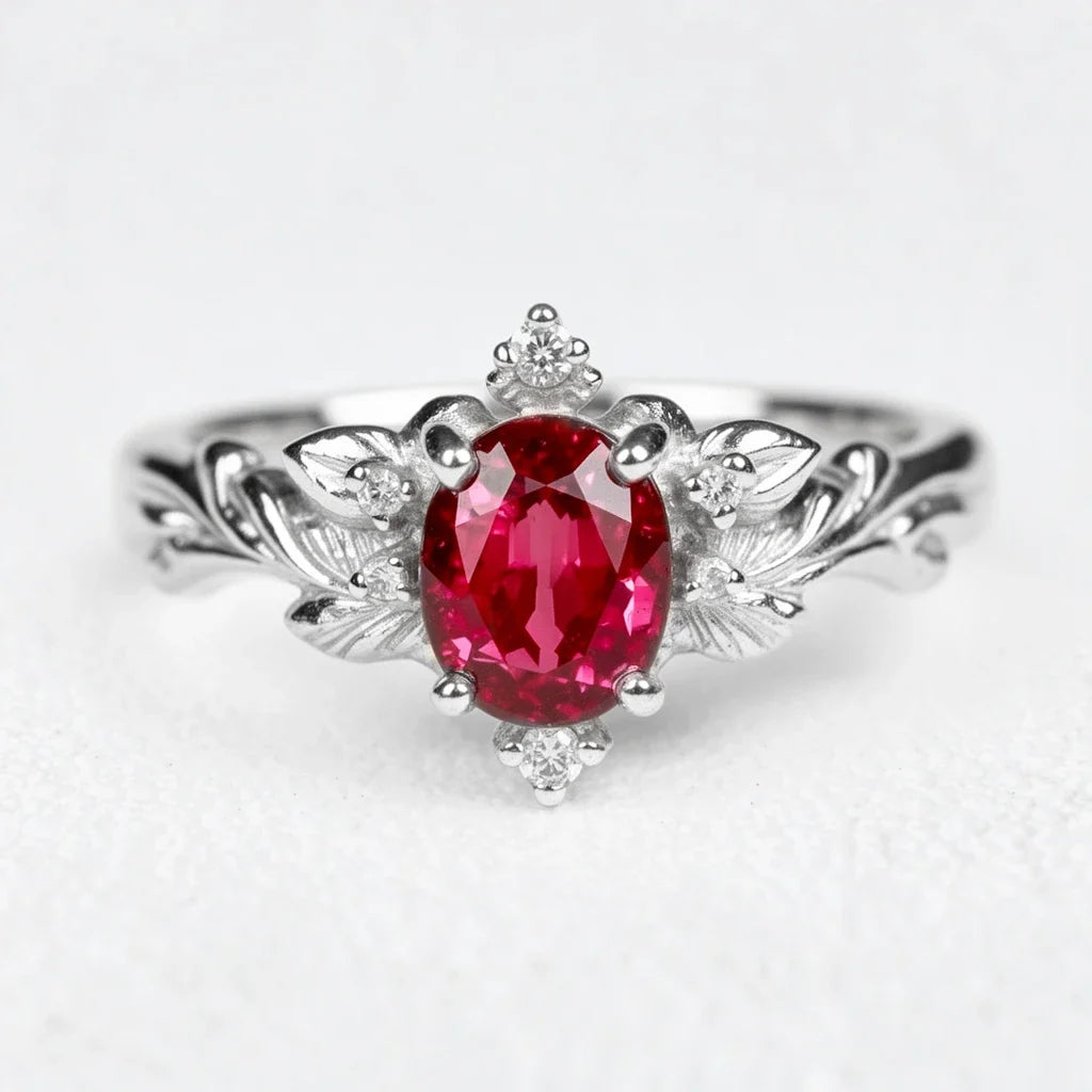 Aurora's Ember | Oval Ruby Vintage Engagement Ring