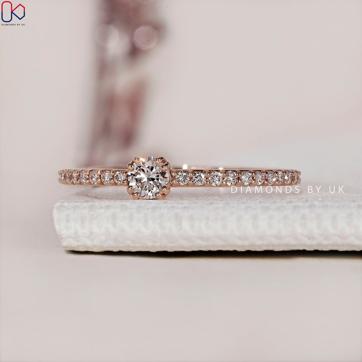 Round Cut Pave Diamond Ring