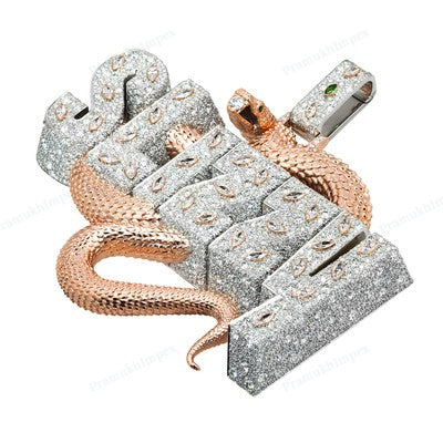Two Tone Fully Iced Out Custom SLIZZY Name Pendant