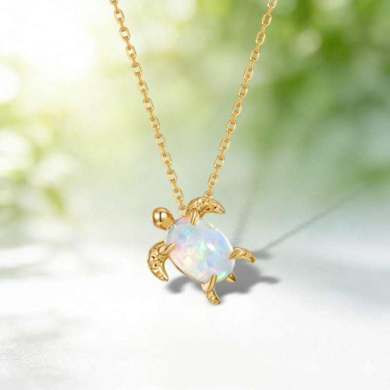 Ocean Series Turtle Neckalcesâ€?Cute & Versatile Synthetic Opal Turtle Pendant for Women