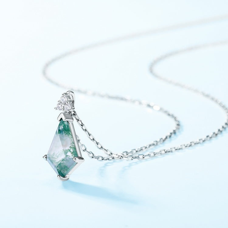 Danity 7x12mm Kite Cut Moss Agate Necklace Pendant
