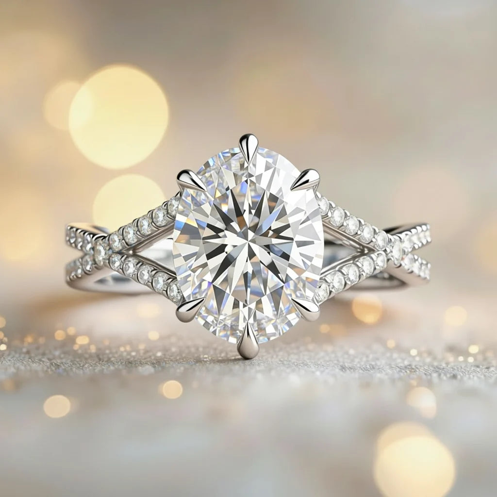Arabella's Arc | Oval Moissanite Split-Shank Ring