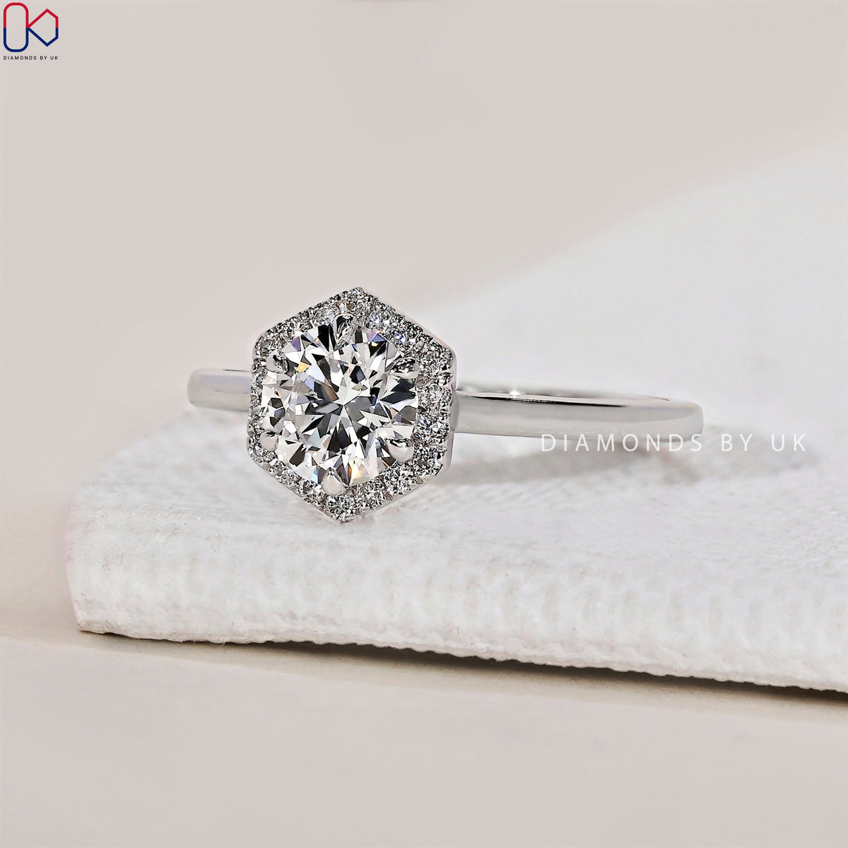 Round Cut Diamond Ring - Halo Design