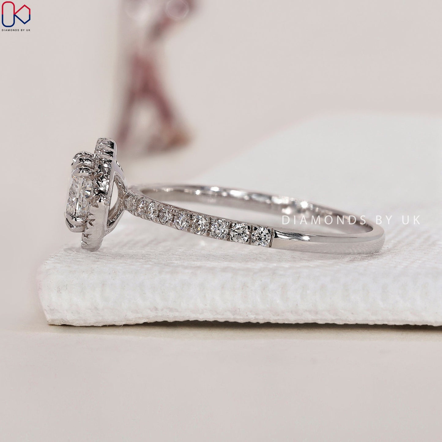 Cushion Cut Diamond Ring - Halo Setting