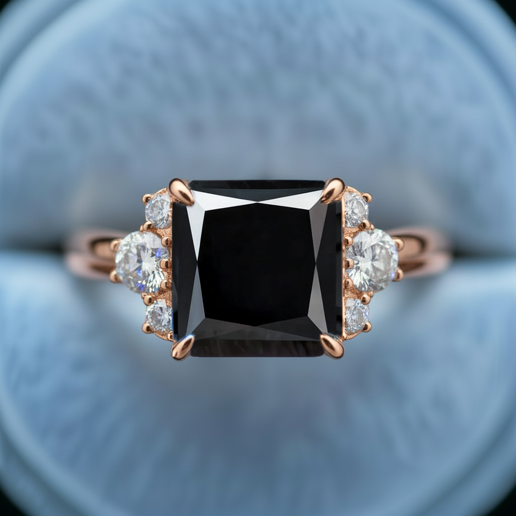 Nyx‘s Nebula | Princess Cut Onyx Engagement Ring