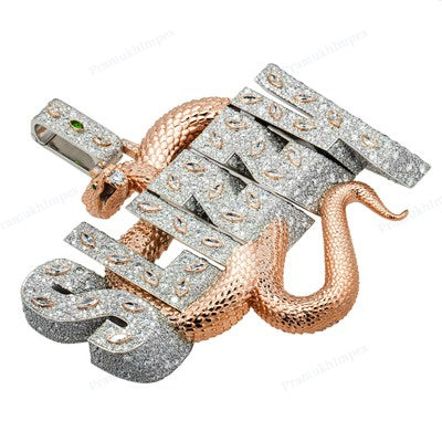 Two Tone Fully Iced Out Custom SLIZZY Name Pendant