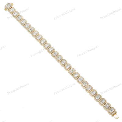 8 inch Baguette Cut Moissanite Diamond Silver Bracelet