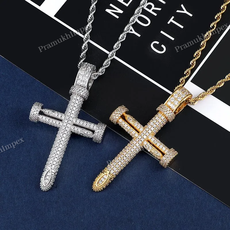 22K Gold Plating 925 Silver Antique Moissanite Three Nails Necklace