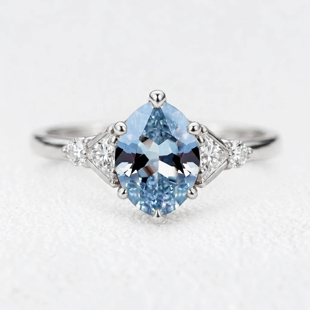 Aurora’s Tide | 2CT Oval Aquamarine Solitaire Engagement Ring