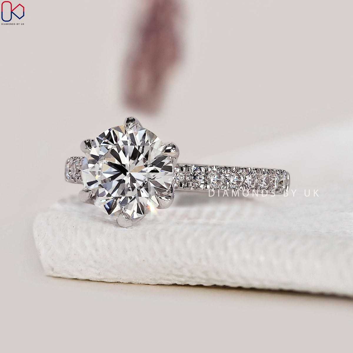 Round Diamond Tulip Setting Engagement Ring