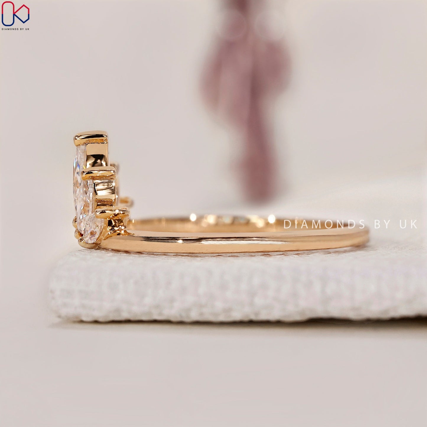 Tiara Wedding Band - Marquise Diamonds