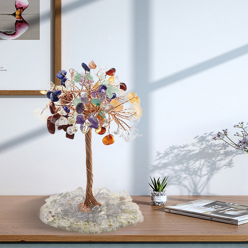 Crystal Tree of Life Decor - Home Feng Shui Decor - Natural Gemstone Bonsai Tree Figurine - New!