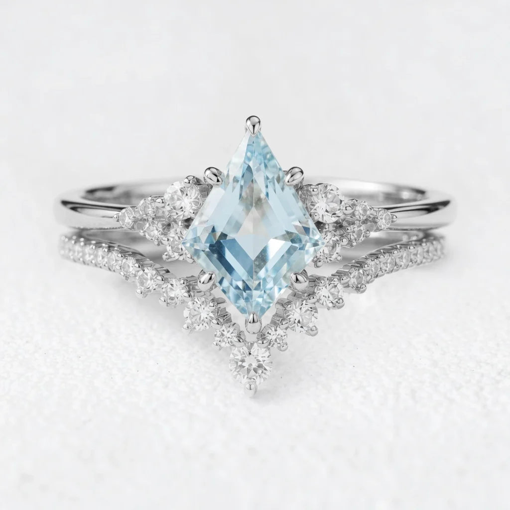 Celia’s Tide | Kite Cut Blue Aquamarine Bridal Set 2pcs