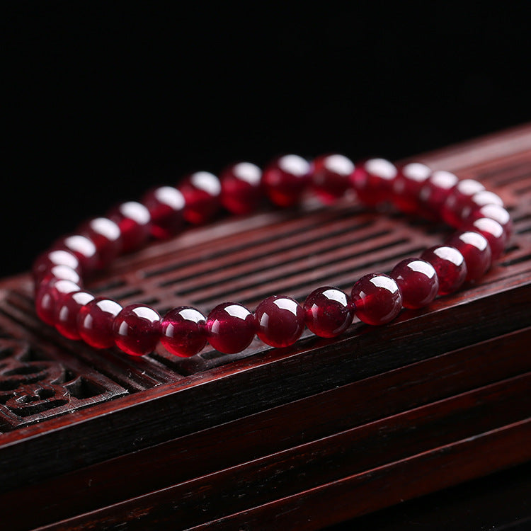 Red Garnet Stone Bead Bracelet