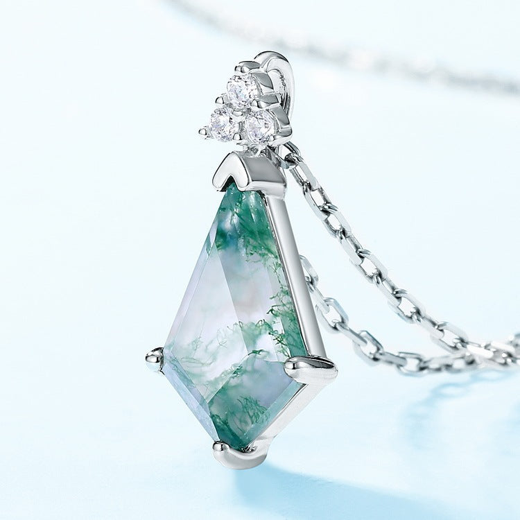 Danity 7x12mm Kite Cut Moss Agate Necklace Pendant