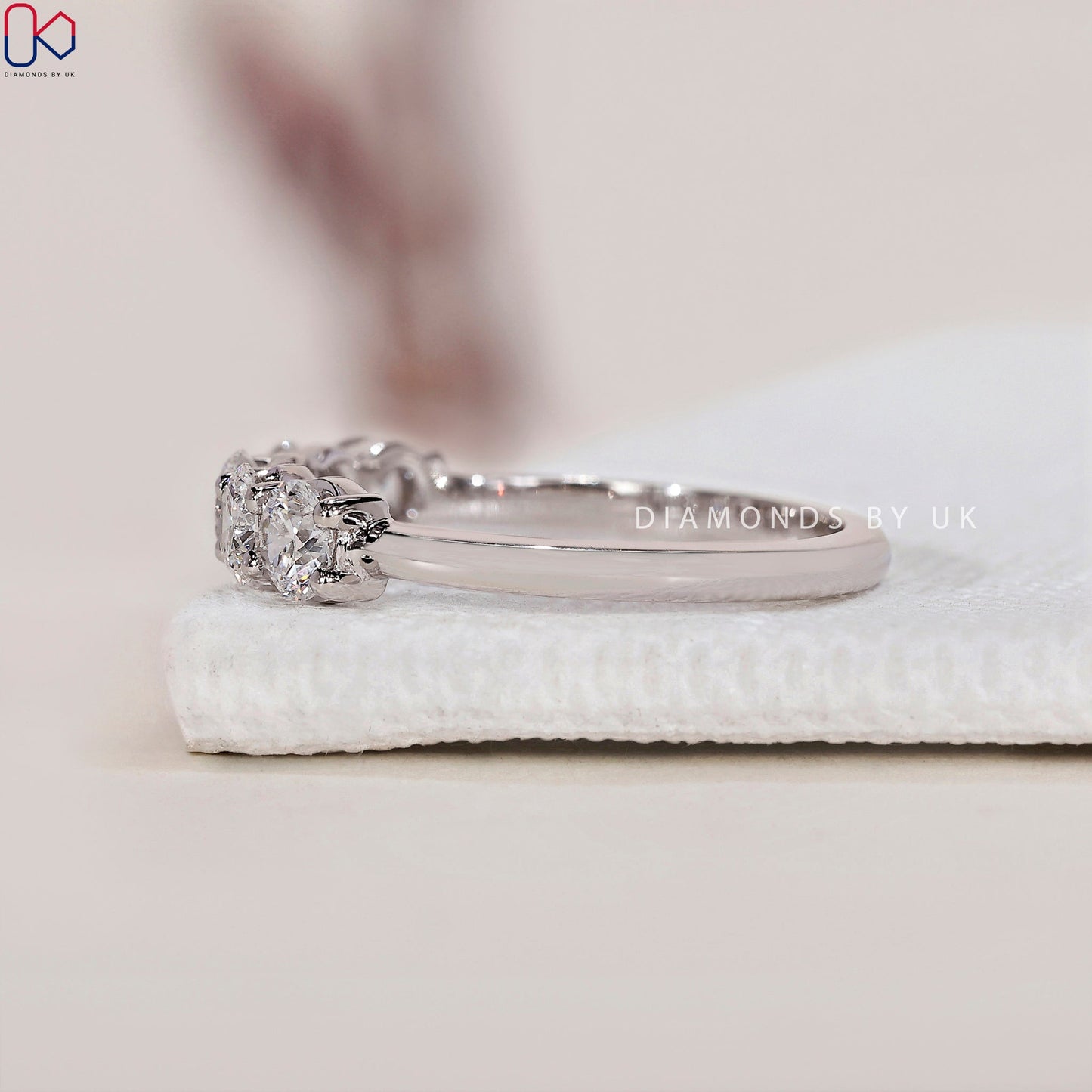 5 Stone Diamond Wedding Band – White Gold
