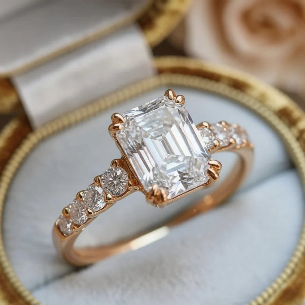 Aria's Luminance | Emerald Cut Diamond Engagement Ring