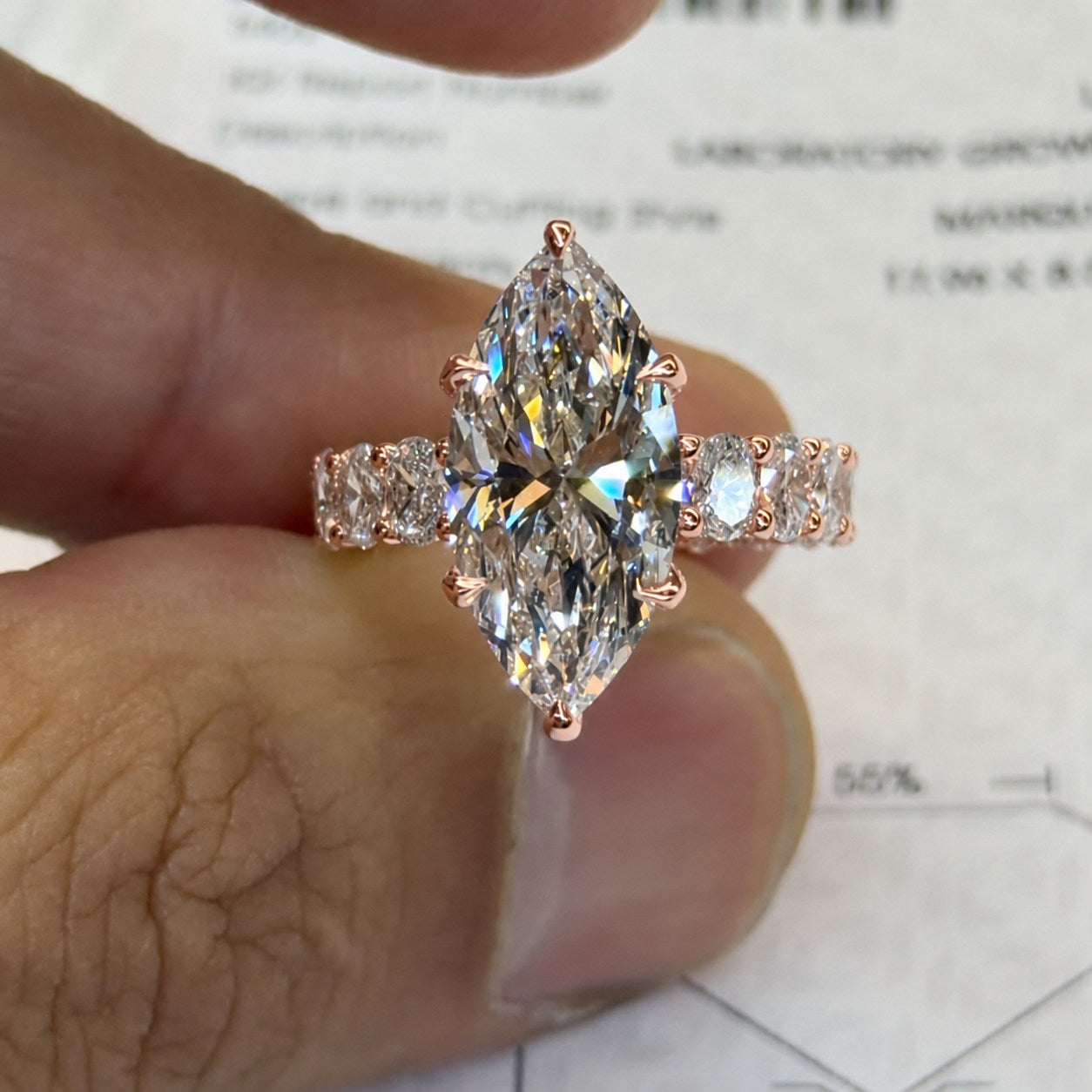 Breathtaking 5.0ct Marquise Cut Pavé Engagement Ring In Sterling Silver