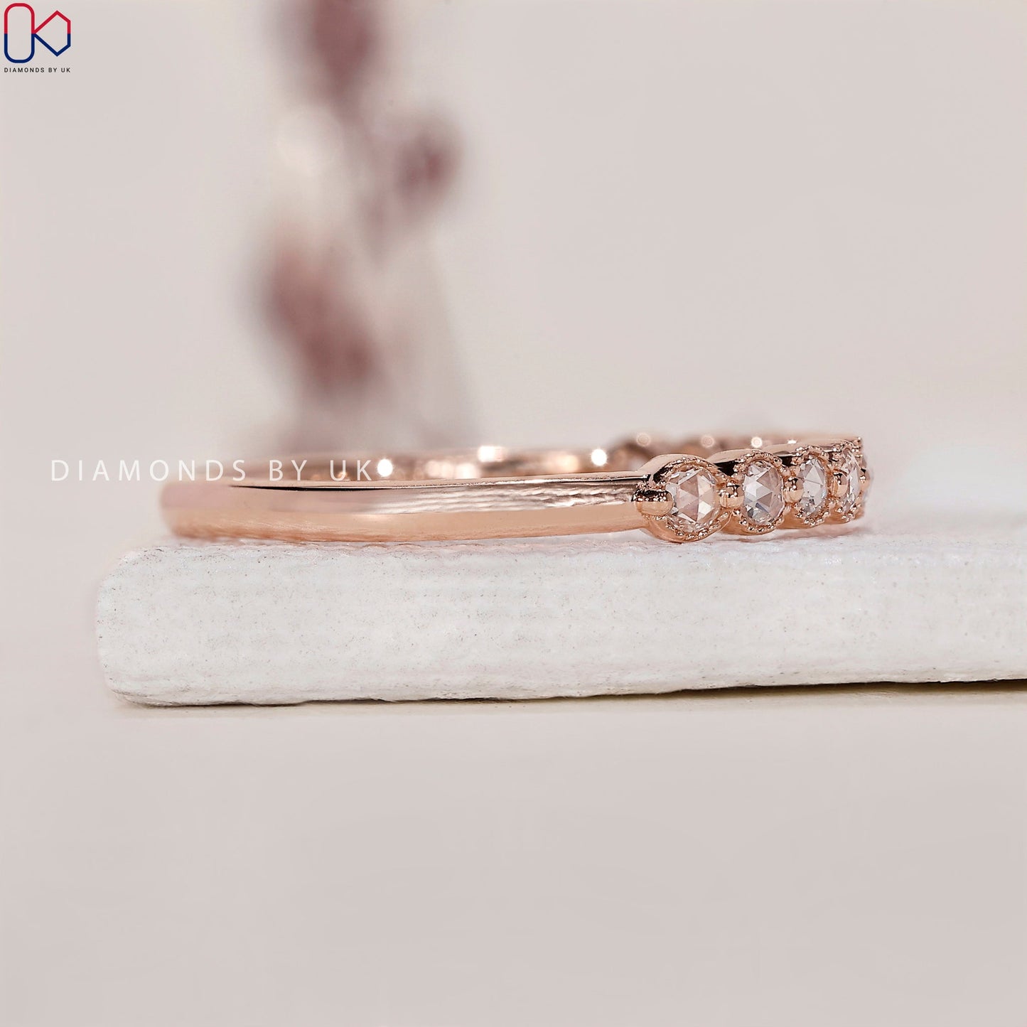 Round Rose Cut Diamond In Rose Gold Ring