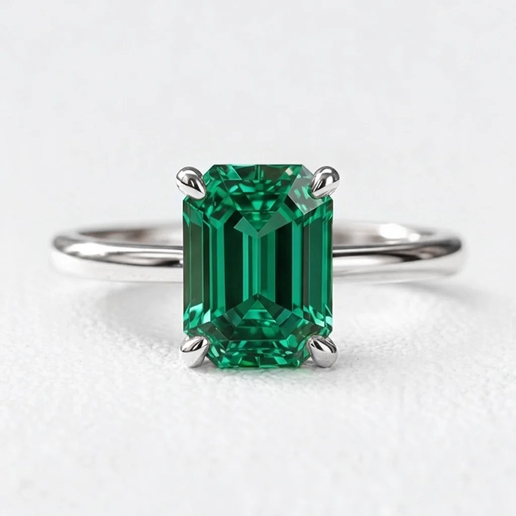 Celia’s Velvet | 3CT Vintage Emerald Solitaire Engagement Ring
