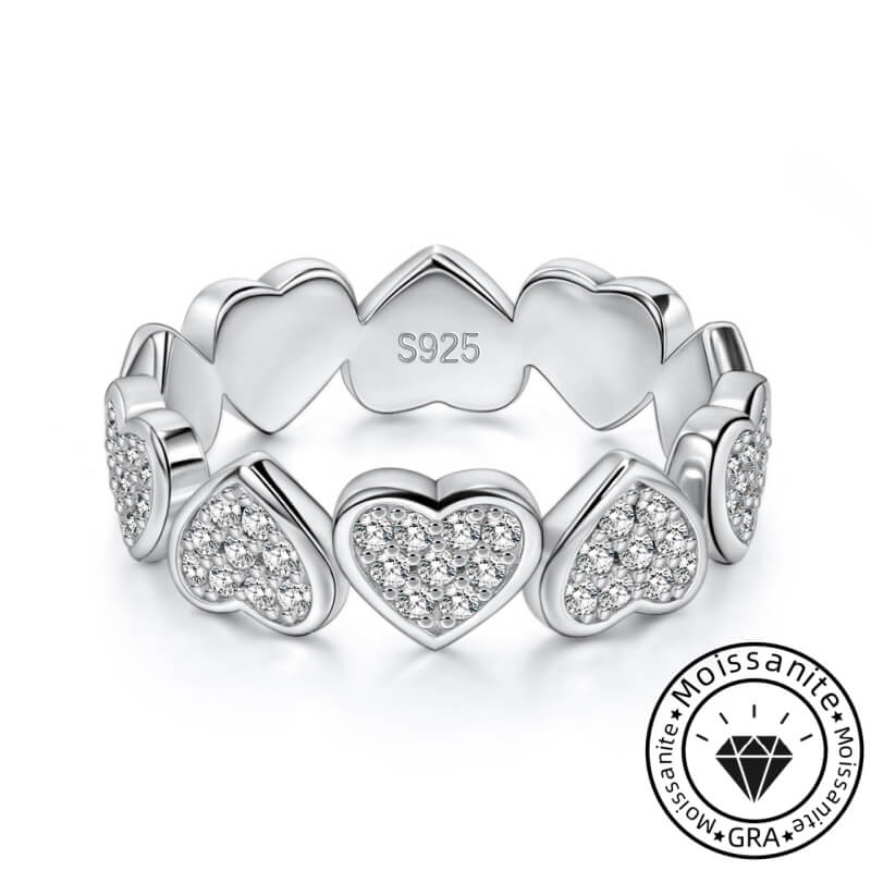 Heart Hollow Design Round Cut White Gold Plated 925 Sterling Silver Moissanite Ring