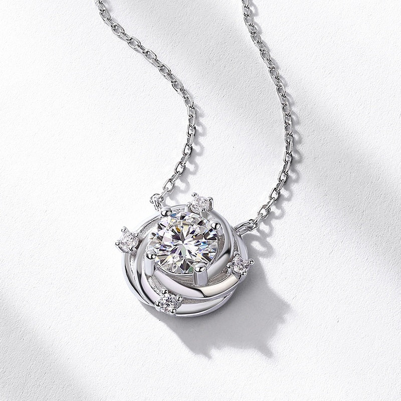 Eternal Swirl Halo Pendant Necklace