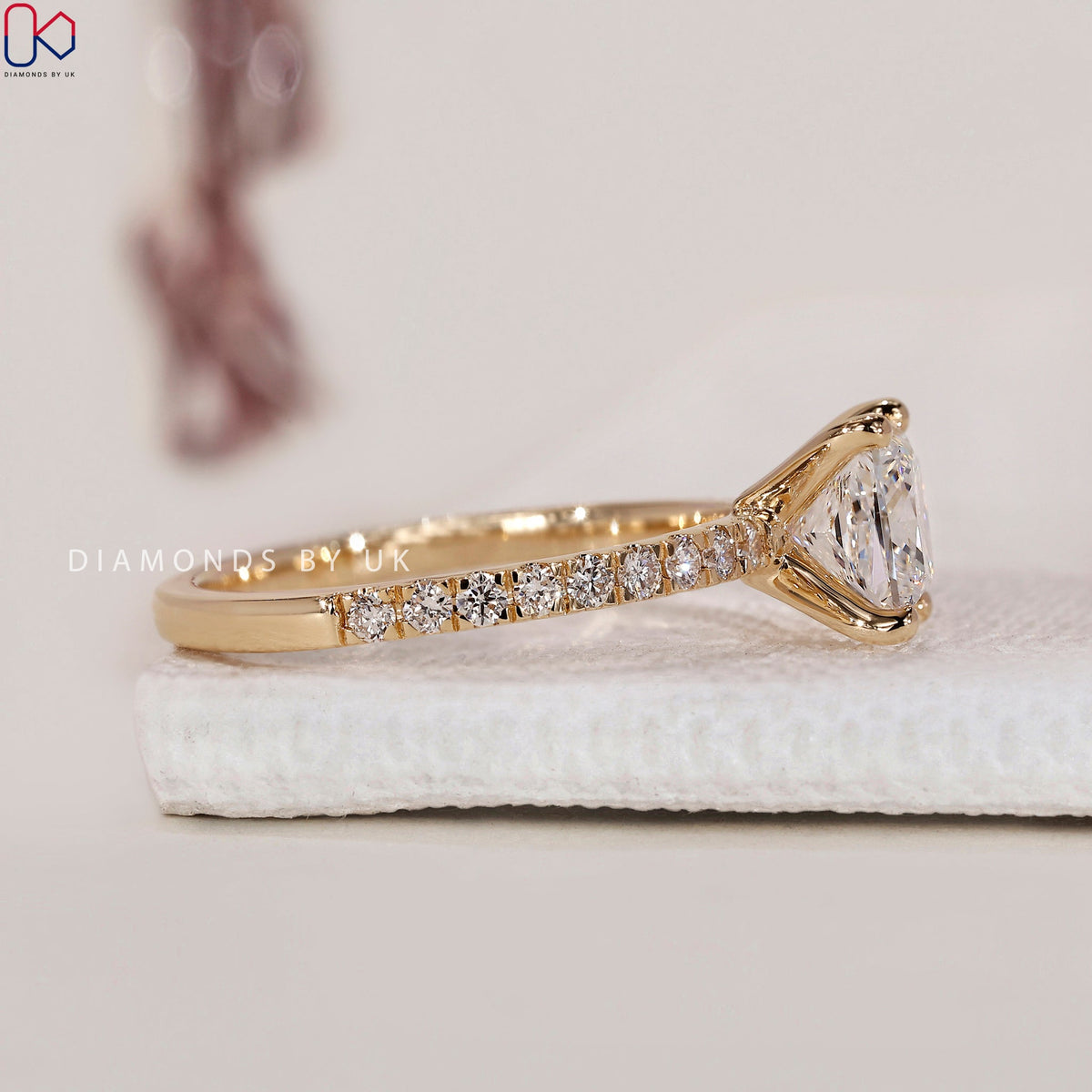 Princess Cut Engagement Ring - Pave Style
