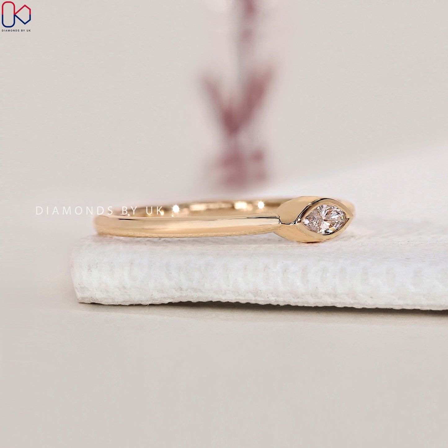 Marquise Diamond Engagement Ring - Bezel Setting